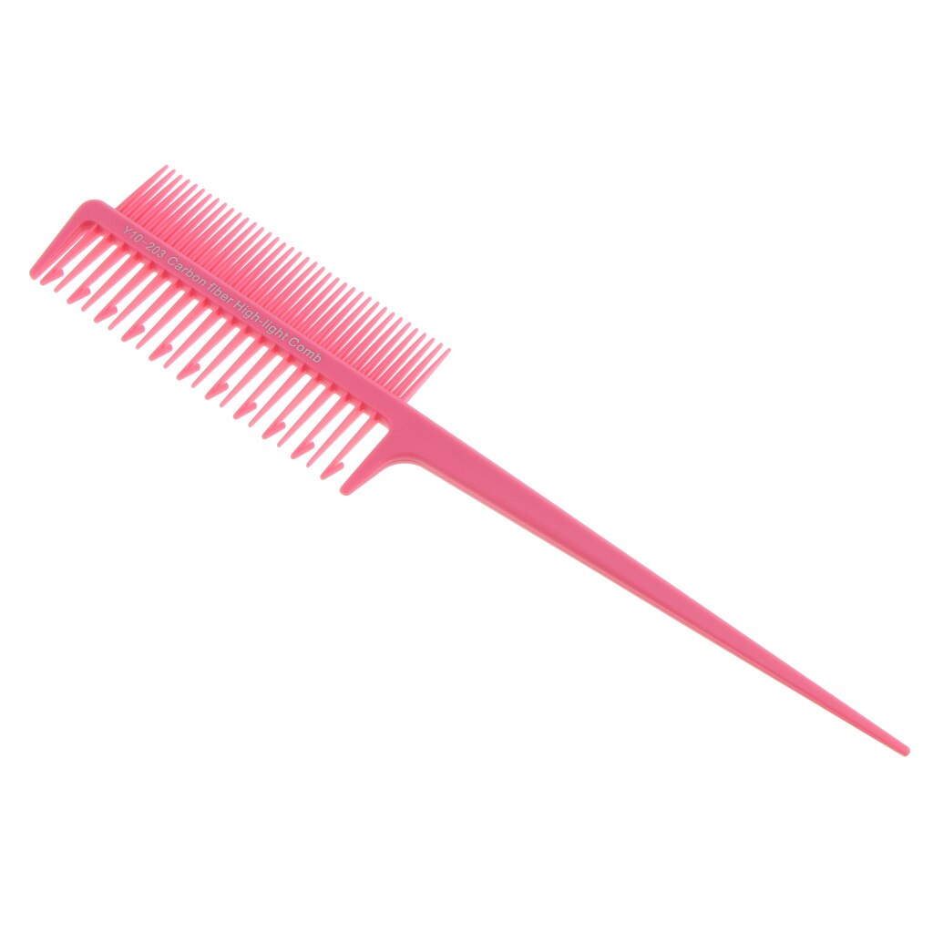 Pro Sectioning Weave Highlighting Salon Highlights Hair Coloring Dyeing Comb: Pink
