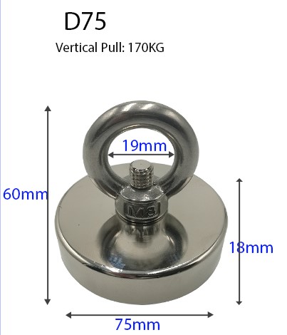 D48 D60 D75 Vissen Magneten Zoeken Magneet Vissen Imanes Haak Magneet Sterke Magneet vissen Pot Diepzee Salvage Iman Aimant: D75(150KG MAX)