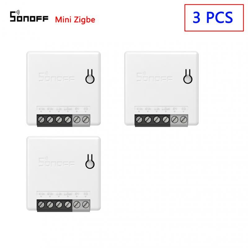 SONOFF-MINI interruptor inteligente Zigbee 3,0 ZBMINI, dispositivo con Control remoto por aplicación bidireccional a través de eWeLink, compatible con SmartThings Hub, Alexa y Google Home: 3 PCS