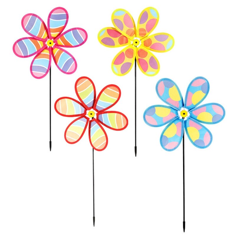 4pcs Colorful 6 Blade Wind Spinners Lawn Pinwheels Windmill Party Pinwheel Toys N7MD