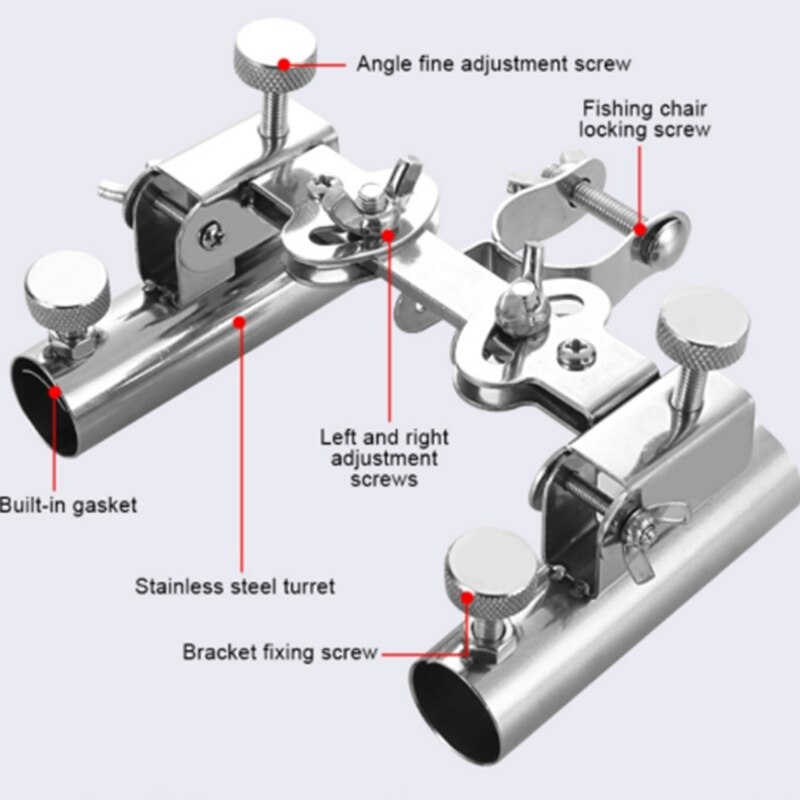 Fiskekasse fiskestolbeslag universal dobbelt hoved dobbelt stang fortykning fiskestang tilbehør til rackstang