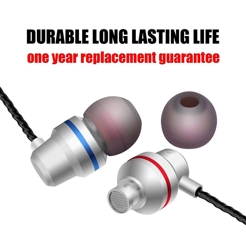 Duszake in-ear telefoon oordopjes koptelefoon met microfoon voor xiaomi telefoon oordopjes koptelefoon bedrade oordopjes voor telefoon sport: Zilver