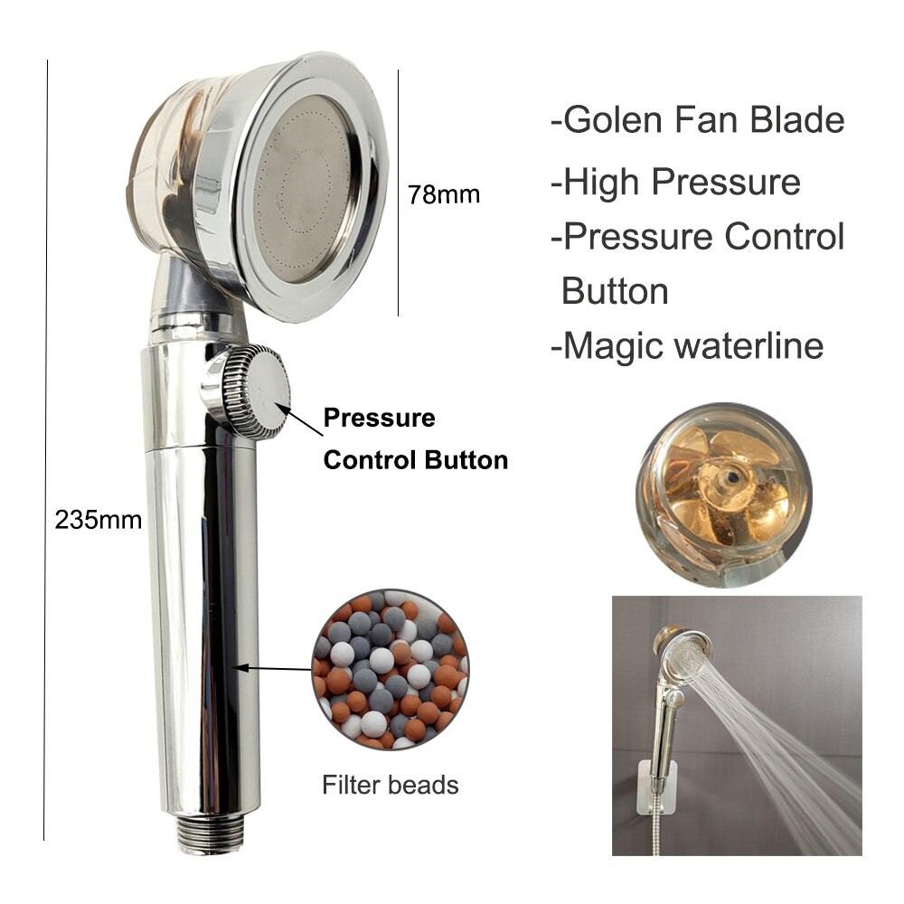 Pommeau de douche avec bouton d&#39;arrêt, économie d&#39;eau, haute pression, buse de pulvérisation, accessoires de salle de bain, nouveauté: New Shower 2
