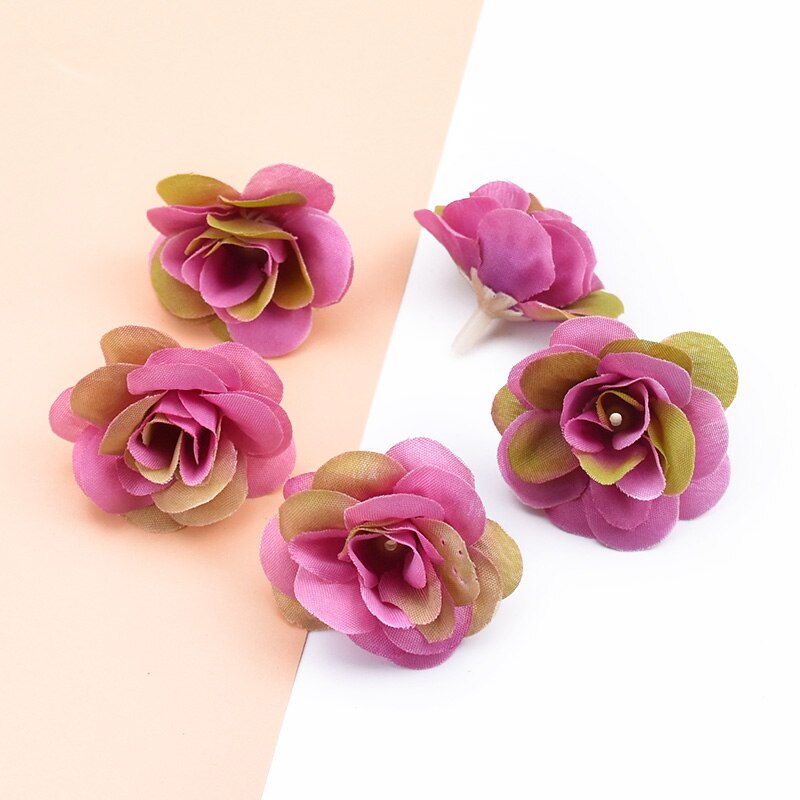 20 stk kunstige planter dekorative blomster kranse scrapbog bryllup boligindretning diy slik æske silke roser blomstervæg: Farve 14