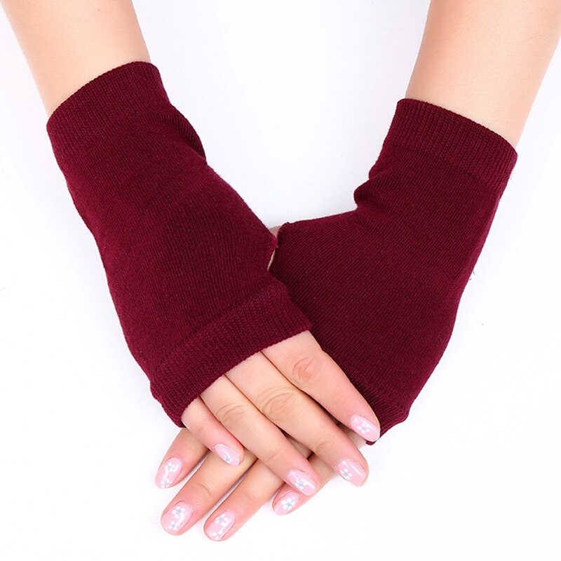 Femmes hommes hiver torsion Crochet tricoté sans doigts gants manches courtes main plus mitaines couleur unie Guantes Mujer: 03