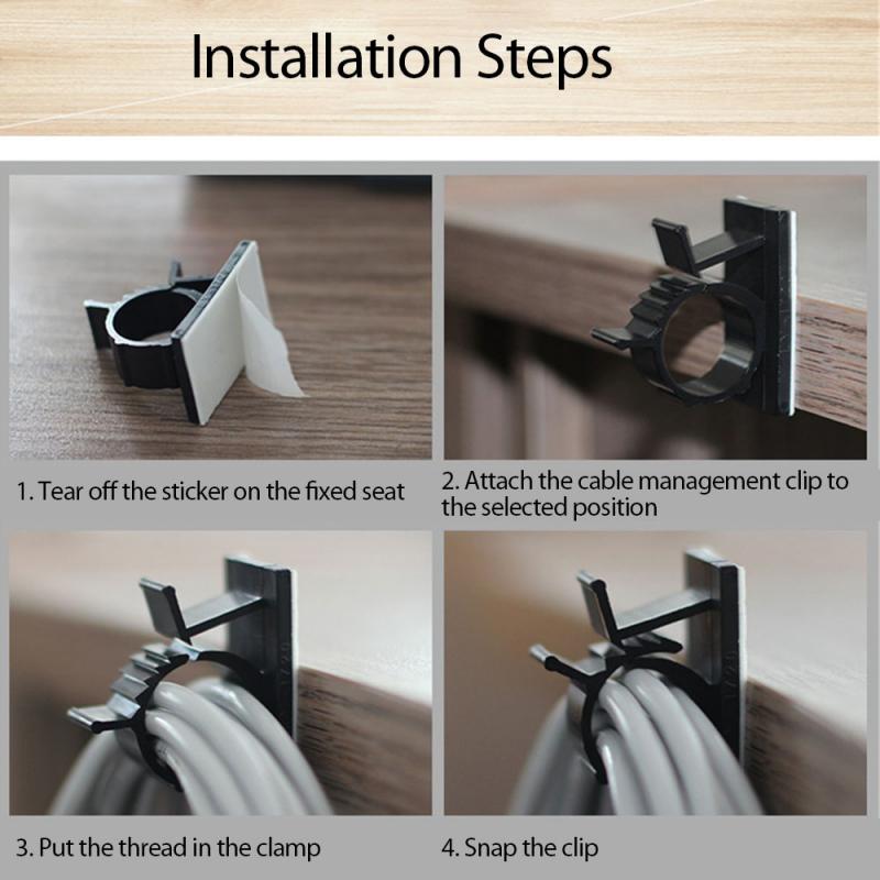 100pcs Self-adhesive Car Wire Clip Fixer Holder Cable Holder Rectangle Plastic Mount Clamp Network Office Cable Home Supplies