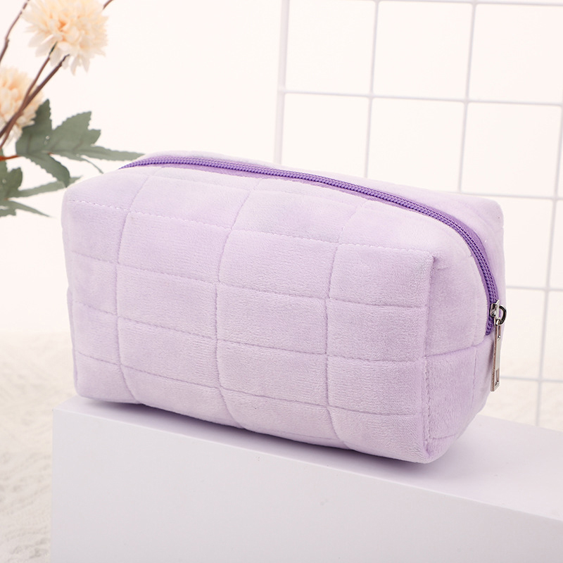 Plush Makeup Bags For Women Soft Travel Cosmetic Bag Organizer Case Young Lady Girls Make Up Case Necessaries Storage Bag: SKY BLUE