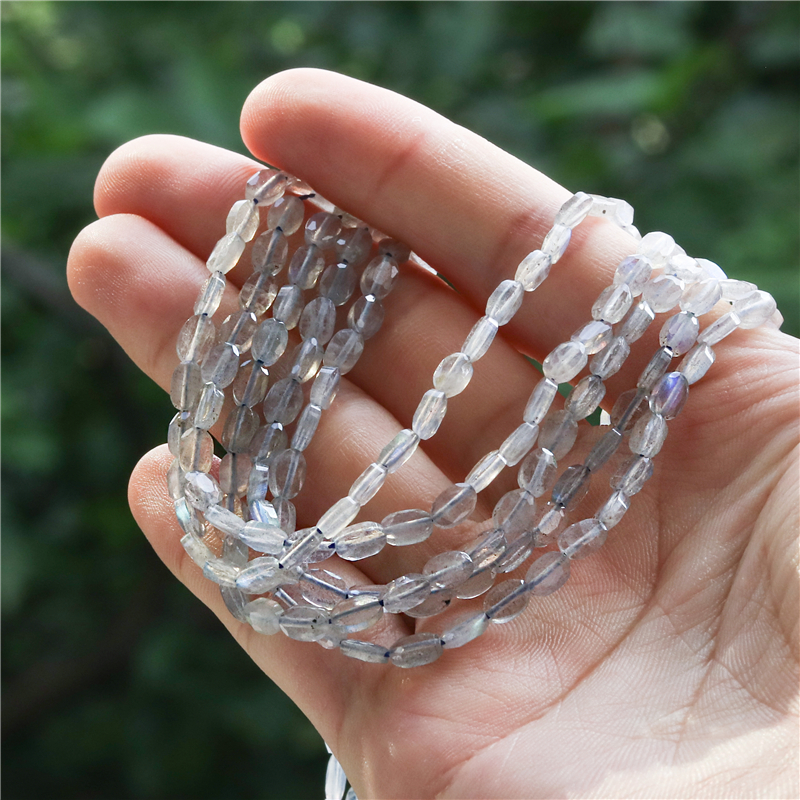 Cuentas facetadas ovaladas de labradorita de piedra Natural, tamaño 4x6MM para fabricación de joyas, pulsera Diy