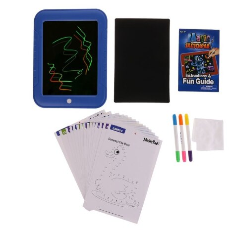 3D Magic Drawing Pad Fluorescerende Tekentafel Kids Puzzel Lichtgevende Magische Graffiti Schrijven 3D Lichtgevende Tekening Pad: blue