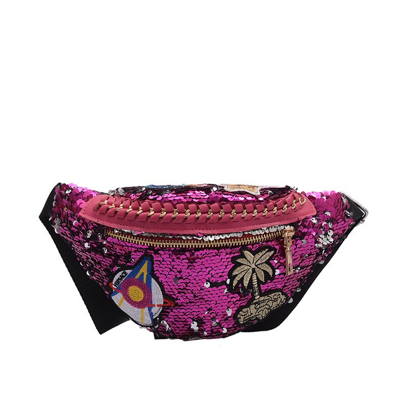 JZYZQBX Frauen Taille Pack Farbverlauf Pailletten Taille Beutel Banane Tasche fanny Pack frauen Gürtel Tasche riñonera mujer: 1 Taille Pack