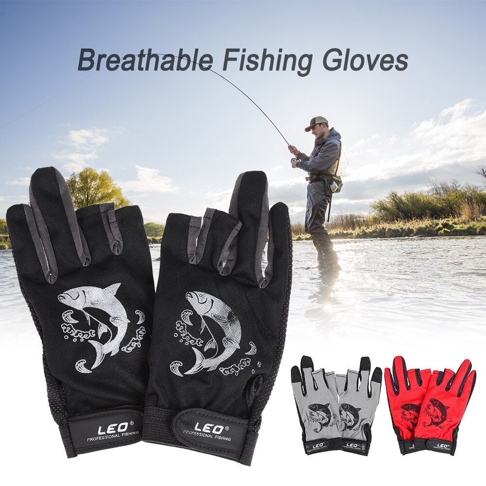 1 paar 3 Vingerloze Vissen Handschoenen Ademend Sneldrogend Anti-slip Vissen Handschoenen Outdoor Sport Fietsen Camping Running