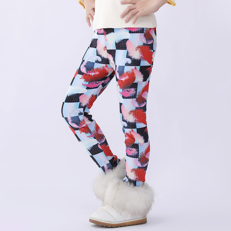 Leggings con estampado Floral para niños y niñas, pantalones pitillo cálidos para Primavera, invierno,: B-Red