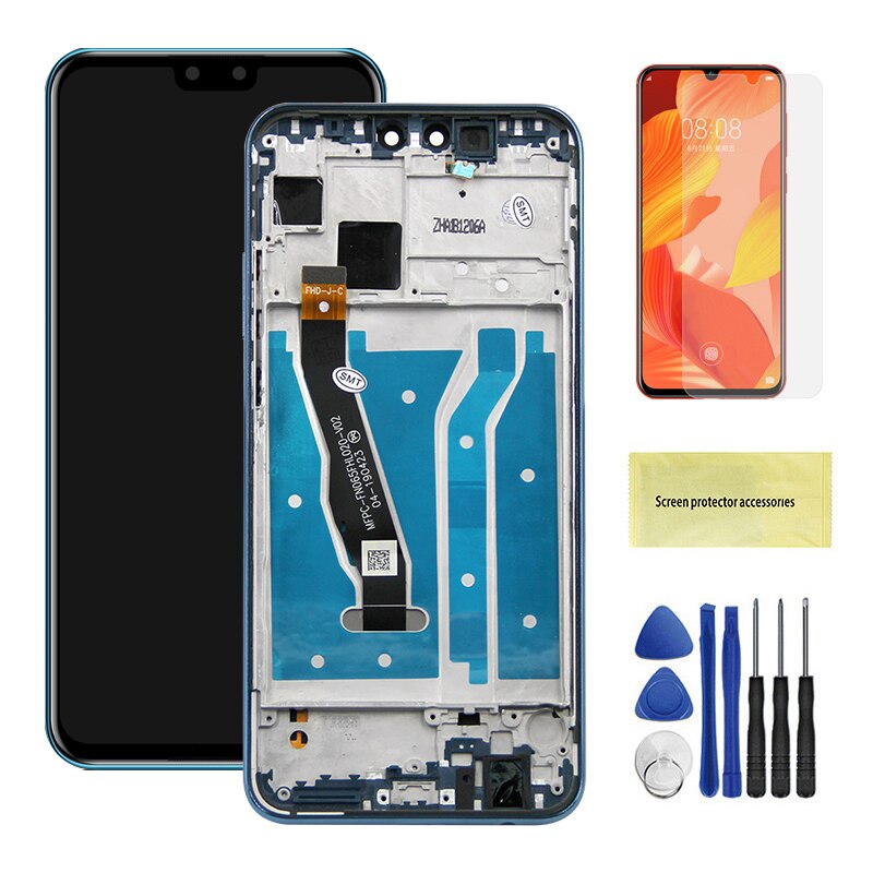 Schermo originale Per Huawei Y9 2019 Display LCD Touch Screen Digitizer Assembly di Ricambio Per Huawei Godere 9 Più JKM-LX1 JKM-LX2: Blue With Frame