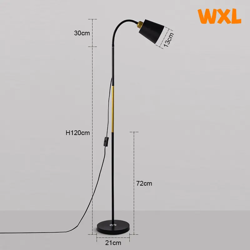 Enkel ledet-gulvlampe soveromsstudie lese- og stående lampe justerbar lampehode nattbordslampe smijerns gulvlampe: Hvit
