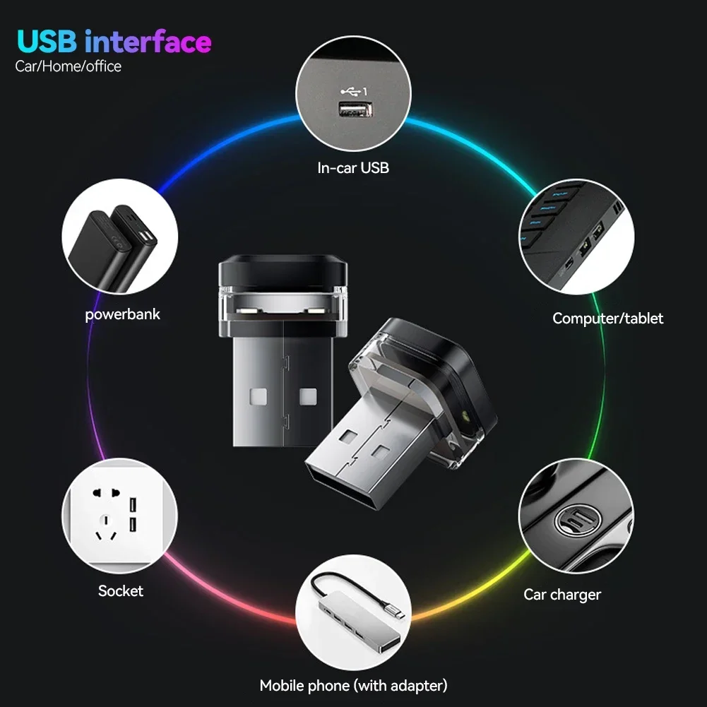 Luz LED USB para Interior de coche, luz de ambiente ambiental, luces de señal LED, lámpara de lectura automática, dispositivo de decoración, accesorios para coche
