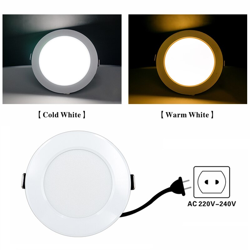 6 stk/parti led downlight 3w 5w 7w 9w 12w 15w rund forsænket lampe  ac220v led loftslys downlights spotlight indendørs belysning