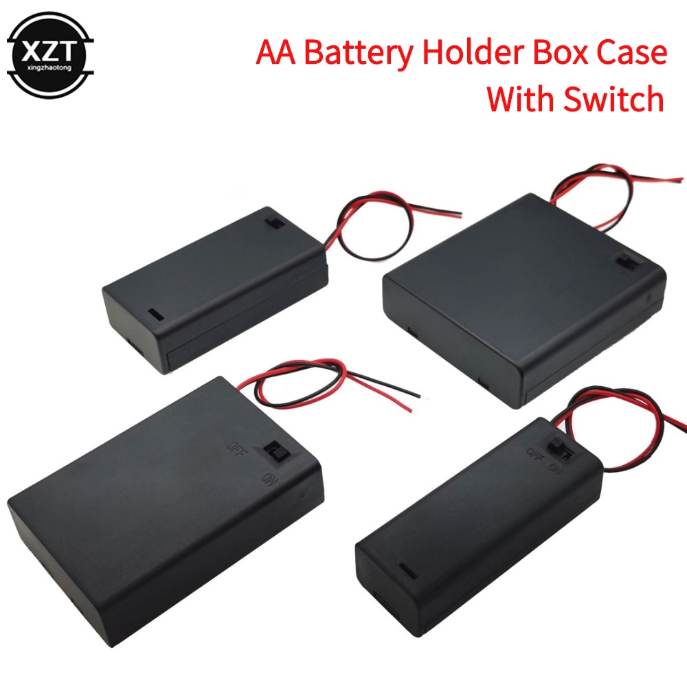 Zwart Plastic Aa Power Batterij Storage Case Box Houder Leads Met 2 3 4 Slots Aa Batterij Houder Met off/On Schakelaar