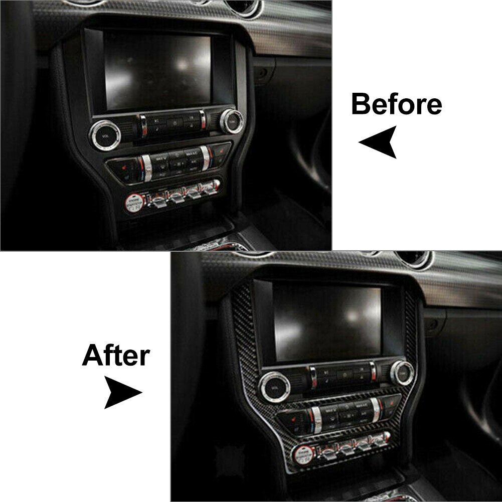 Carbon Fiber ABS Multi-media Console Decor Interior Trim For Ford Mustang