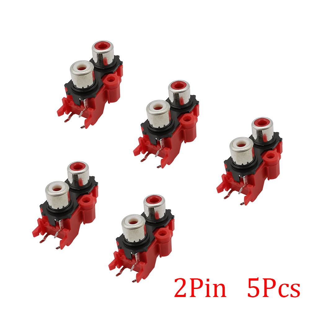 5Pcs/Lot 2/4/6 Hole RCA Female Stereo Audio Jack AV Audio Input Socket Connector Lotus Row Amplifier Interface Signal Connection: 2 Hole Red
