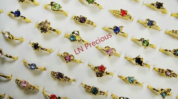 50 stk klassiske rhinestone guldringe til kvinder og piger hele smykker partier  lr119