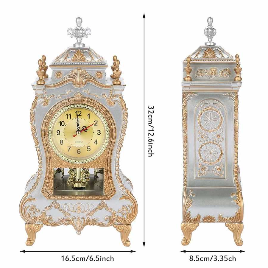 Vintage Style Plastic Table Clock Table Clock Antique Home Hotel Decorative Desk Alarm Clock Durable Clocks Wall Home Decoration