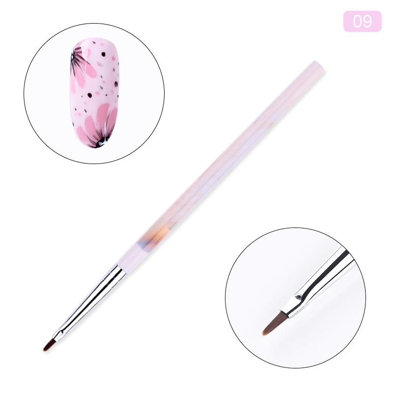 Marmorhandtag nagelkonst akrylborste uv gel liner ritpenna blomma carving måla penslar nail liner diy nail art verktyg: Mönster 9