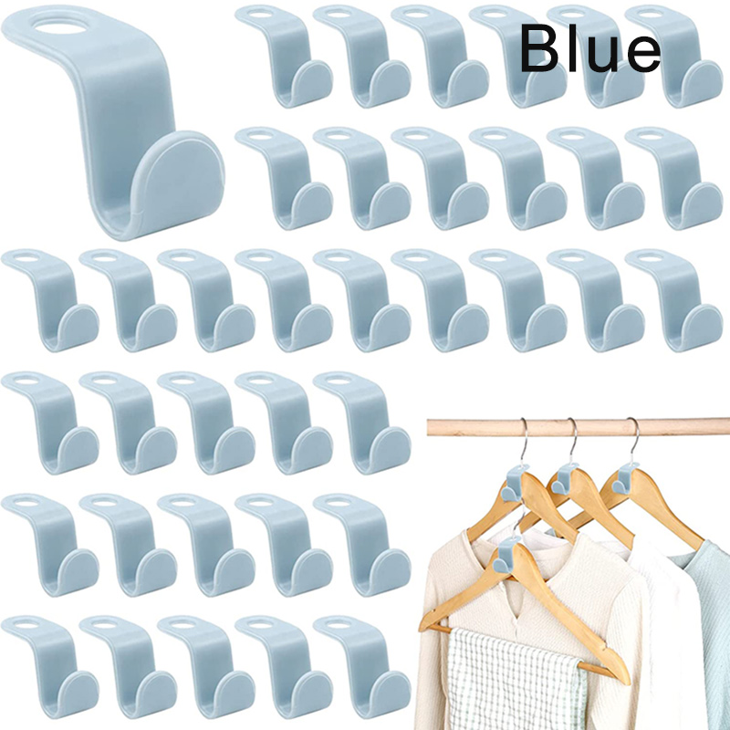 5 ~ 50 stuks mini kleerhanger connector haak trapsgewijze plastic kledingkast jas uitschuifbare hanger houder ruimtebesparend voor kast thuis: M / Licht Groen