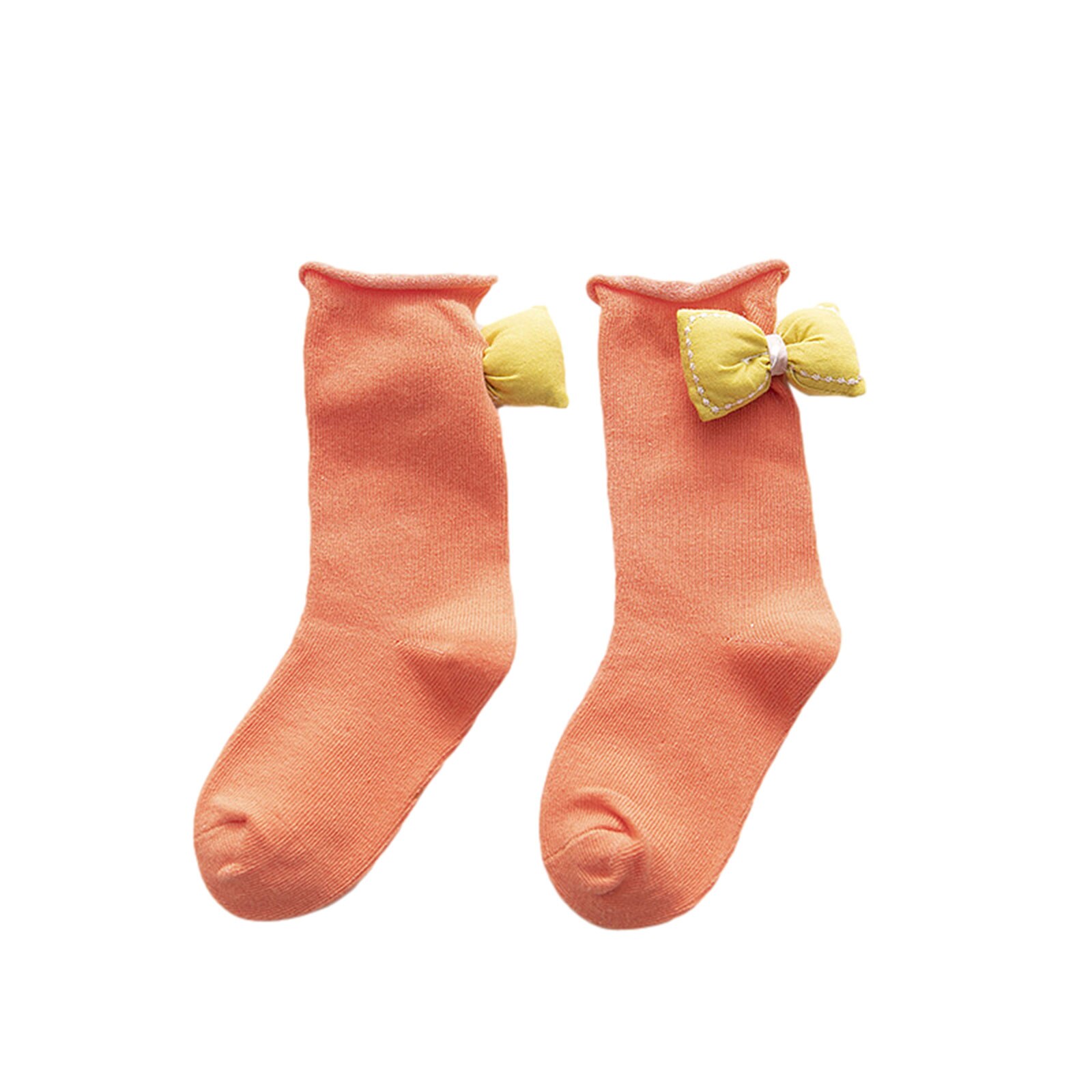Kinderen Meisjes Mode Strik Sokken Eenvoudige Stijlvolle Sokken Effen Kleur Comfortabele Sokken Voor Kinderen Baby Meisjes: Oranje / 1-3 years