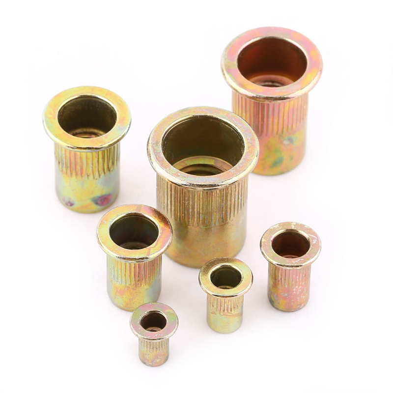 20/100PCS Rivet Nut M3-M12 Carbon Steel Flat Threaded Rivet Nut Flange Rivnut Nutsert Fastener Wood Screw and Nut