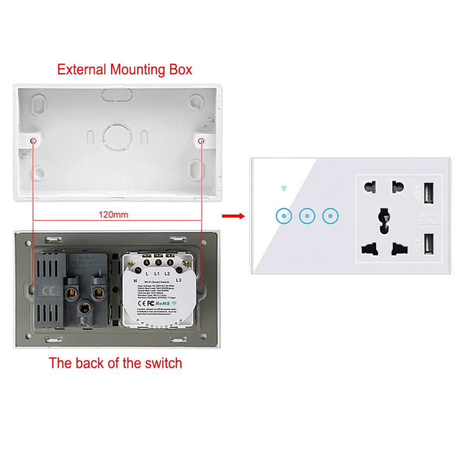 External Mounting Switch Box 146mm*86mm*32mm for 146*86mm Standard Switch and Socket Apply For Any Position of Wall Surface