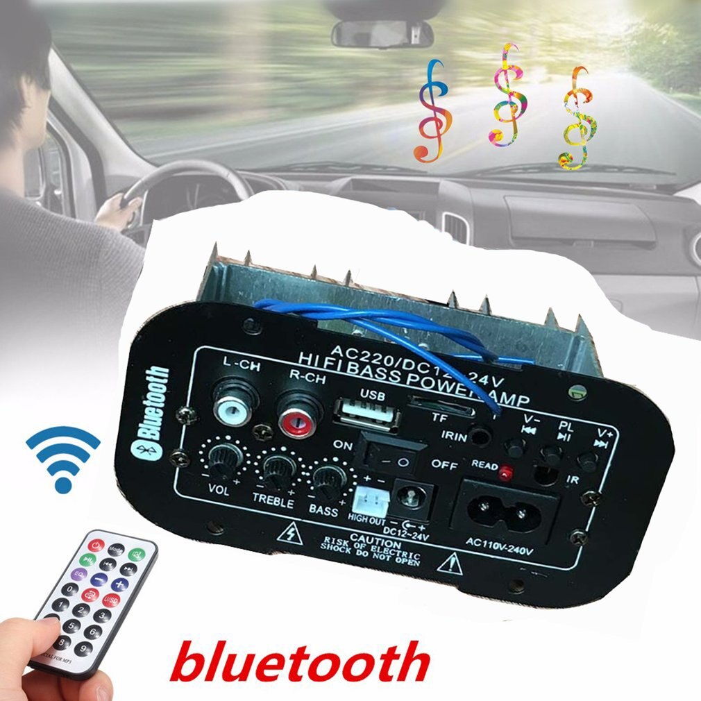 Multi-Functionele Auto Bluetooth Versterker Hifi Bass Power Amp Stereo Digitale Versterker Usb Tf Afstandsbediening Voor Auto Woonaccessoires