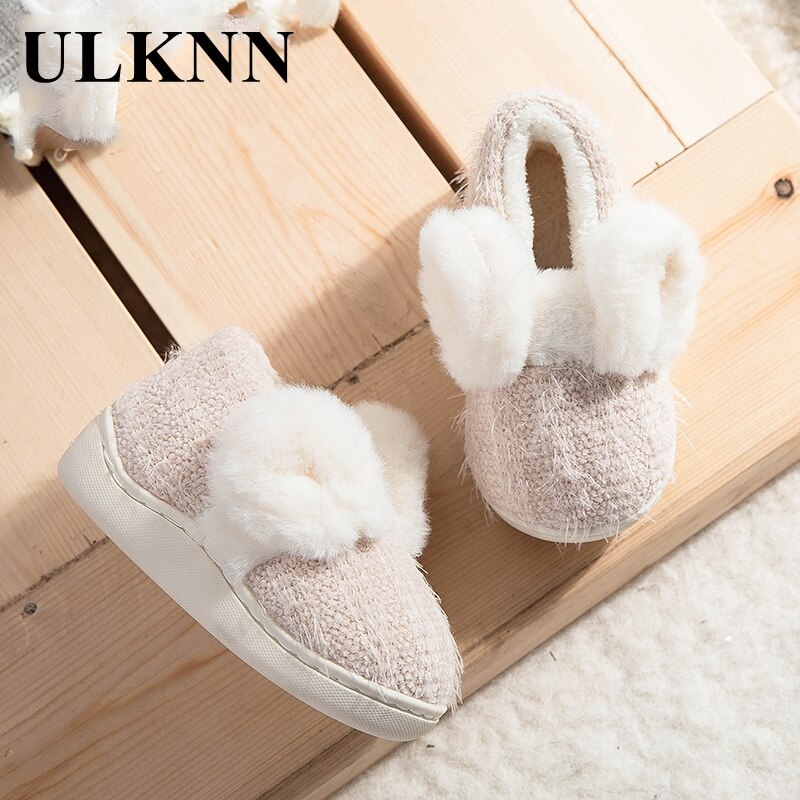 Ulknn Peuter Slippers Voor Meisjes Jongens 1-3 Jaar Winter Plus Fluwelen Warm Antislip Zachte bottom Leuke Konijn Baby Schoenen