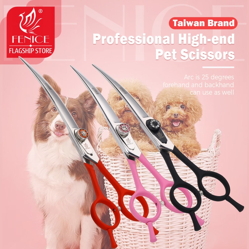 Fenice, tijeras para perros de 6,5/7 pulgadas, en tijeras de peluquería canina, tijeras curvas de corte, tijeras