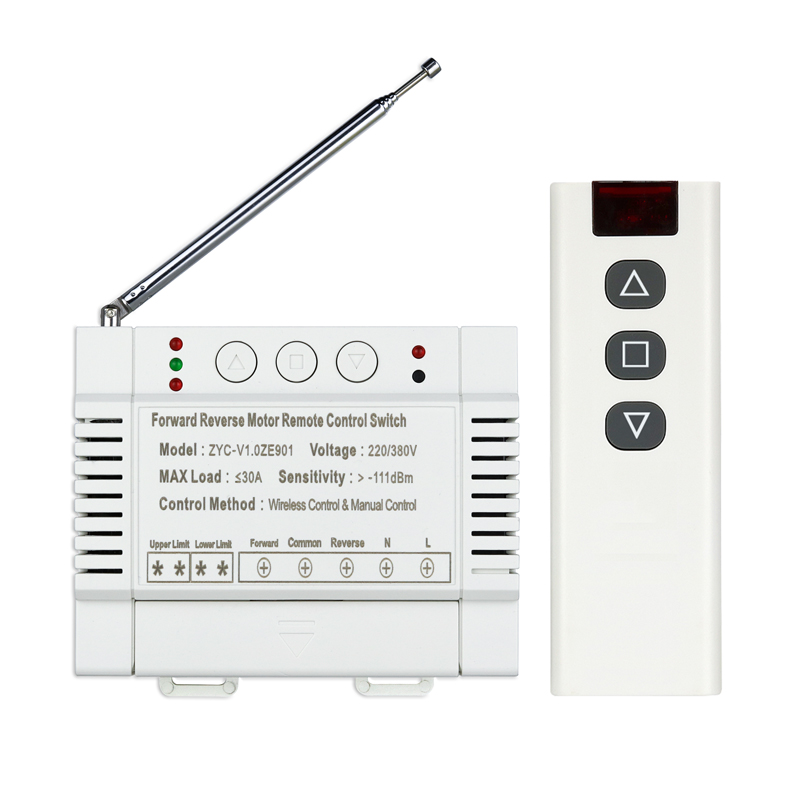 3000W AC220 V 380V 2 CH 40A relay RF Wireless Remote Control for garage door/motor/projection screen/blinds limit: WHITE