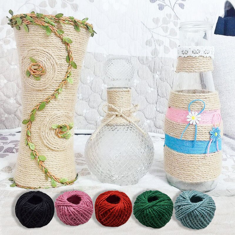 30m/ rullar 2mm naturligt hamparep diy-etikett hängrep bröllop hemtillbehör dekorativ garn jutesnöre trädgårdssnöre