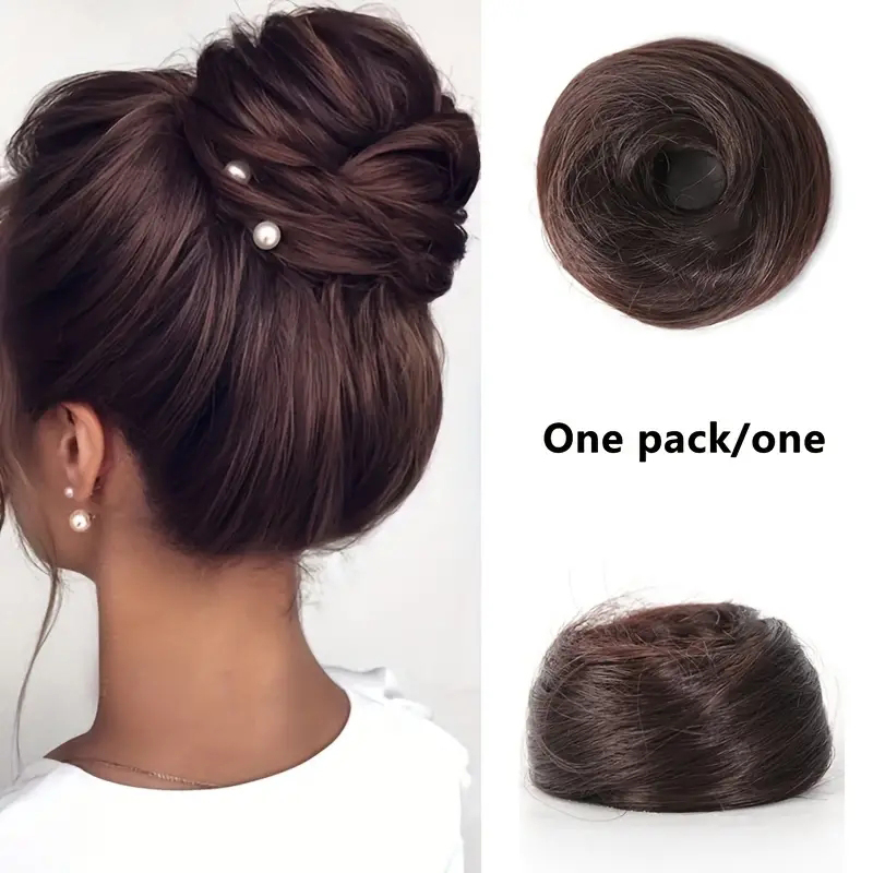 Moño básico para mujer, moño de pelo liso sintético para todas las personas, extensión de cabello de aspecto Natural para mujer: 1B/30HL