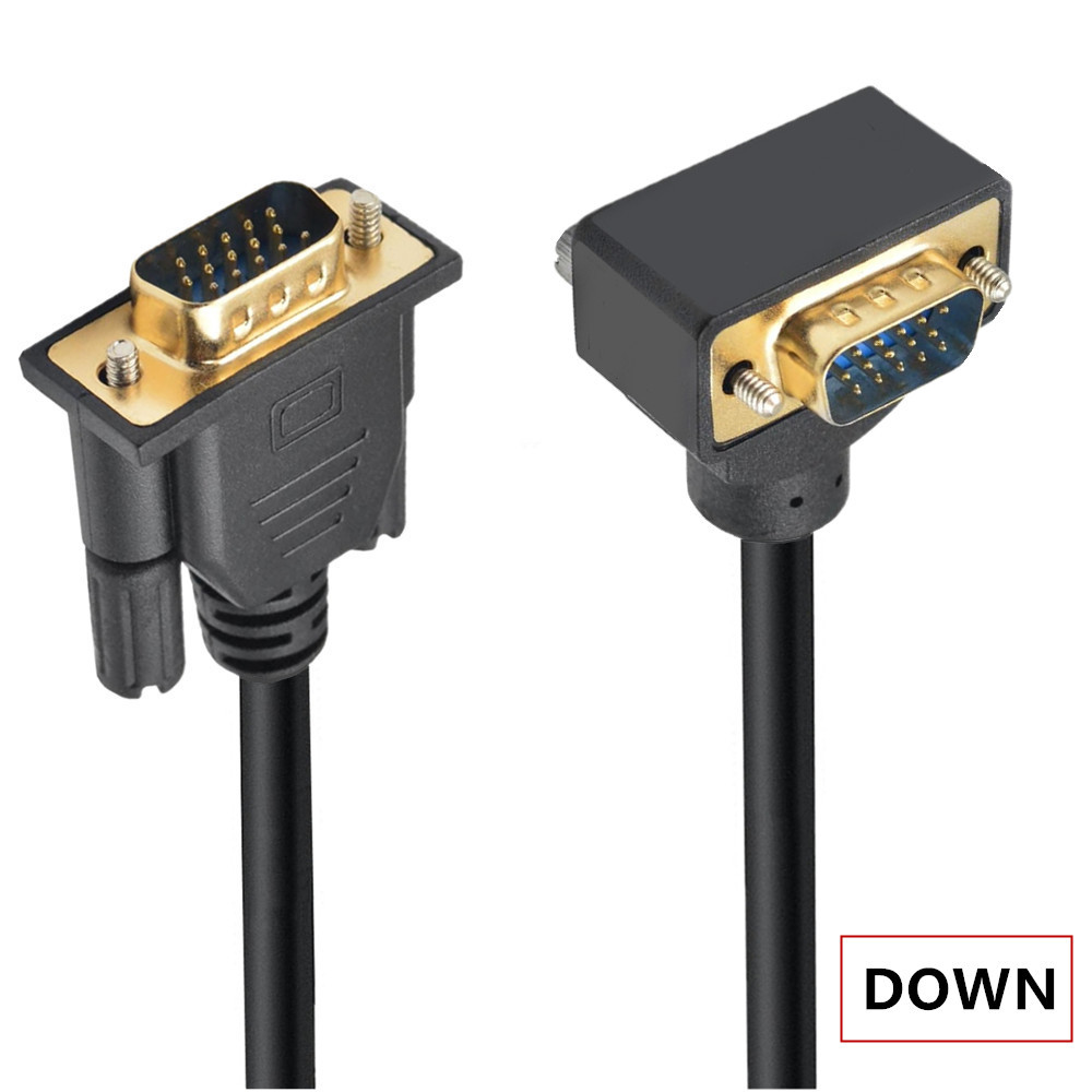 Cavo VGA 3 + 6 angolato da 90 gradi verso il basso Cavo di prolunga RGB HD da 15 spillo maschio a maschio per PC tenere sotto controllo per computer TV Proiettore 50 cm 1,5 m 3 m