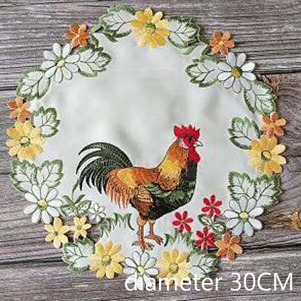Mantel Individual de encaje bordado con forma de huevo de gallina, posavasos para mesa, posavasos, té de Pascua, accesorios de cocina: beige 1