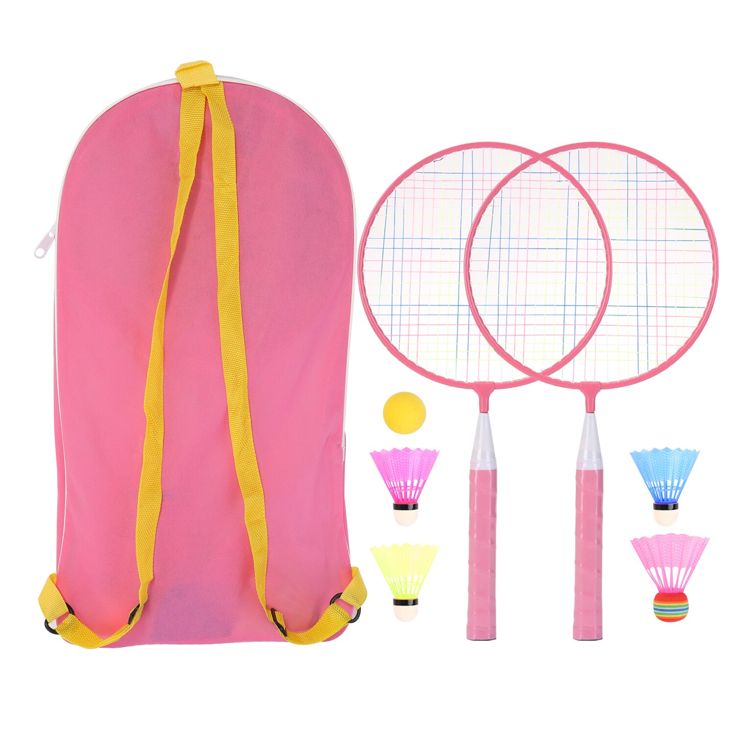 2 PCS Kids Badminton Racket Set wtih 4 Shuttlecock Nylon Alloy Exercise Badminton Racquet Set for Children Sport Game Cock