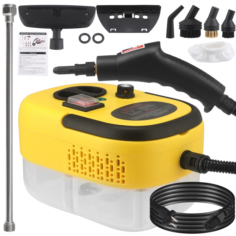 2800W Dampfreiniger - Hohe Temperatur & Druck - Küchenöl & Autodesinfektion - 30+ Min Dampf: Gelb / Au