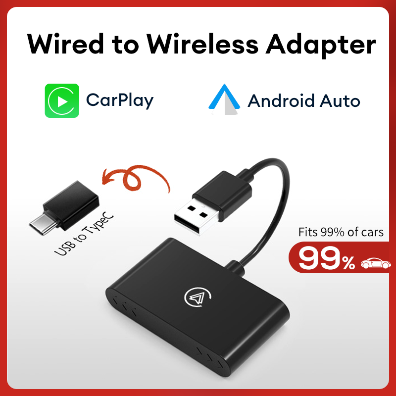 Wireless CarPlay Adapter Wired to Wireless Carplay For Apple/USB A/Type-C Dongle Plug And Play USB Connection Auto Car Adapter: WHITE