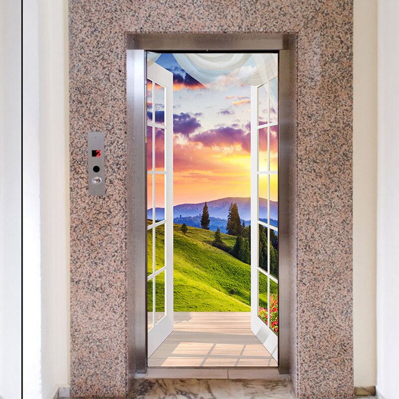 Natural Scenery Door Sticker Pastoral Style Simulation Window Sill Scenery Home Door Decoration Decorative Door Sticker