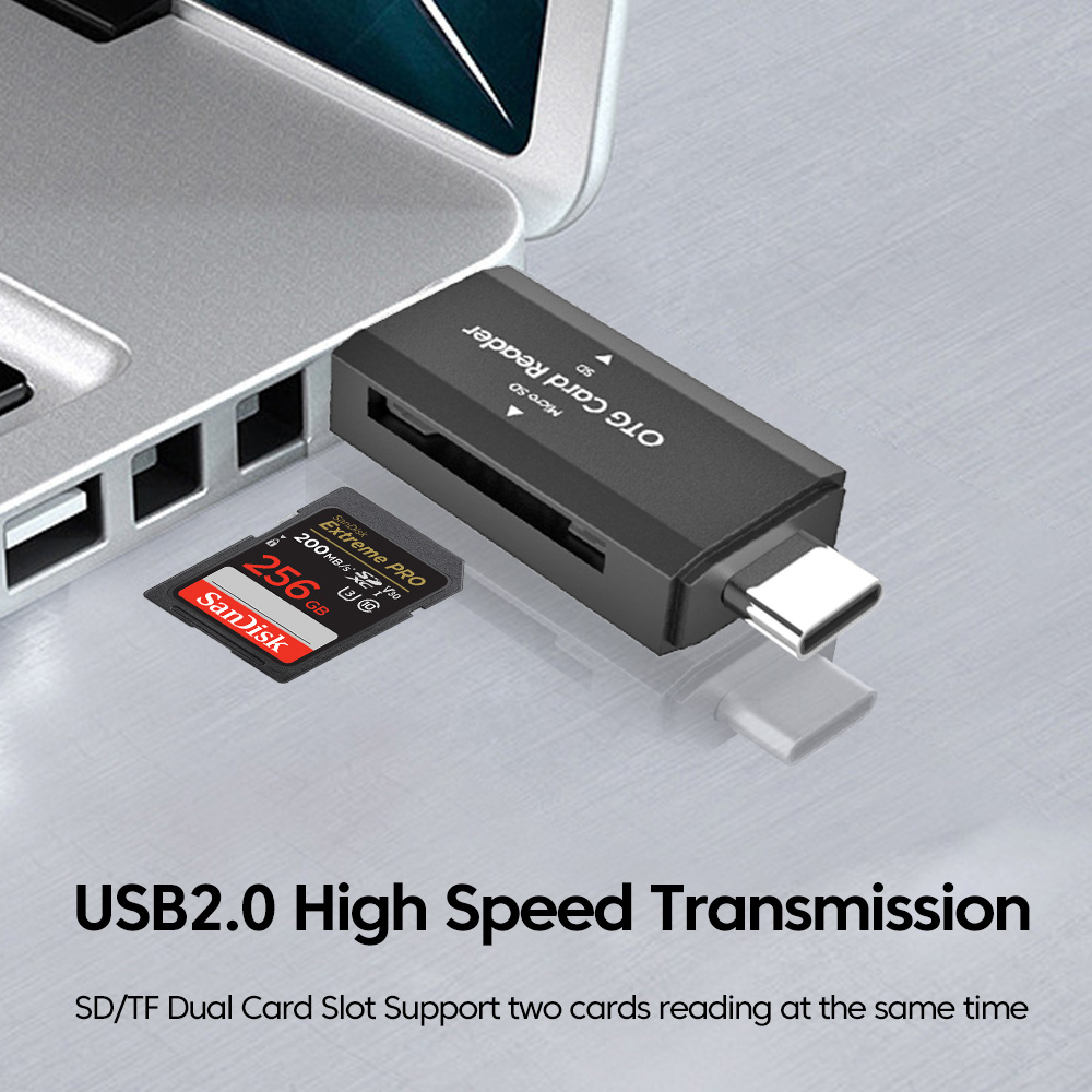 Szybka karta 2 w 1 czytnik USB typu C do Micro karta SD TF pamięć Flash Adapter do czytnik kart SD akcesoria do laptopa