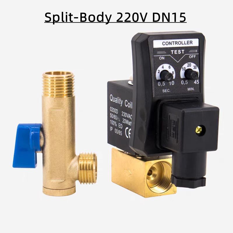 1/2" DN15 Auto drain Valve Air compressor Time Delay Switch Electromagnetic Magnetic Valve Controller AC220V 110V DC24V 12V: Red / 1-1/4"