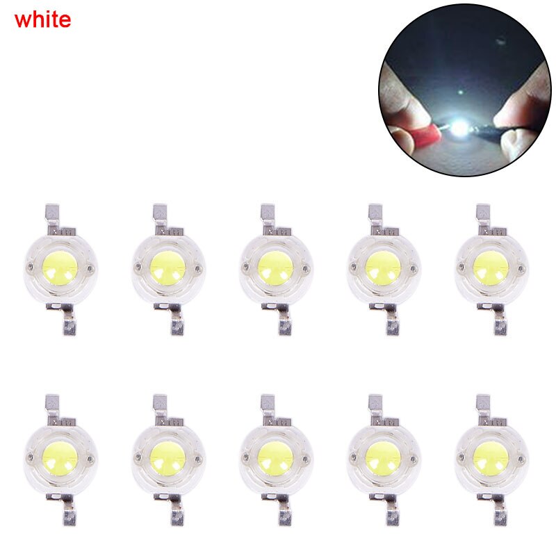 10pcs/lot 1W High-Power LED lamp Bulb Diodes Highlighting Lights Bead HighPower Lamp Beads 1.5cm*0.8cm: white