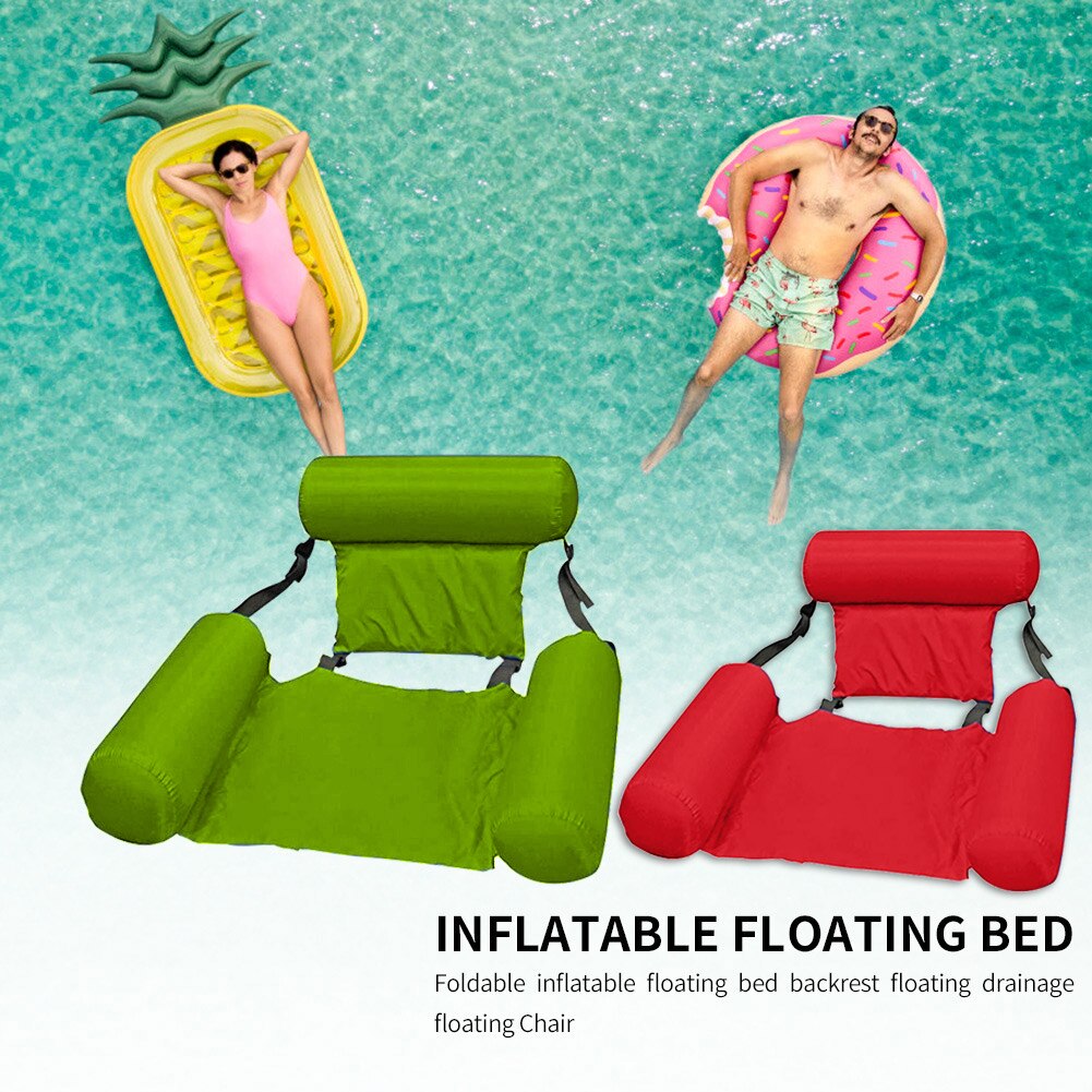 Tumbona de aire plegable para deportes acuáticos, silla hamaca inflable de PVC con respaldo, fácil de llevar, para playa, piscina, Verano