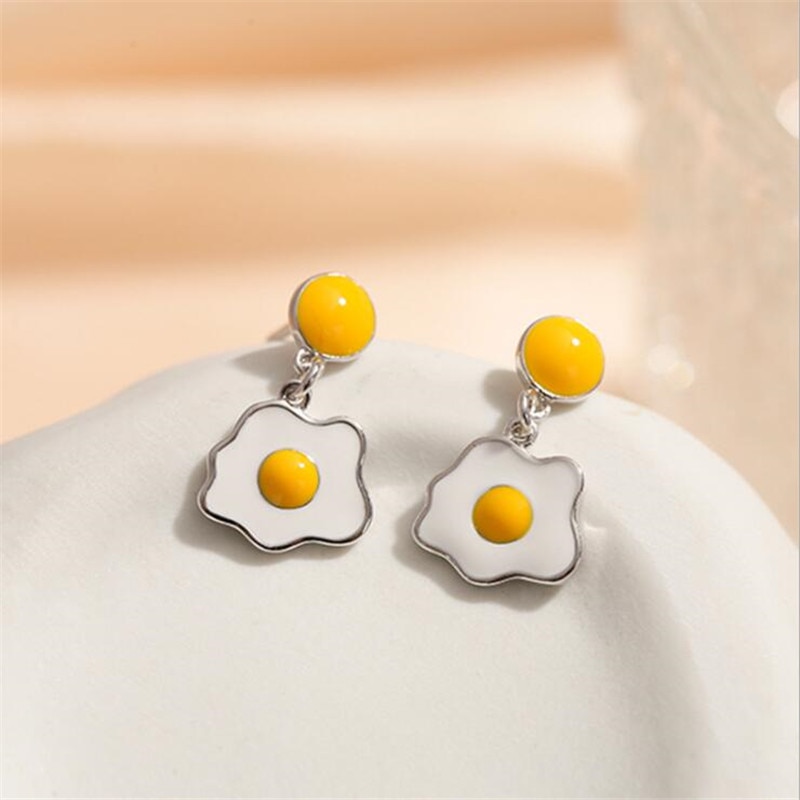 Nouvelle créative poché oeuf 925 bijoux en argent Sterling tempérament mignon doux dessin animé boucles d'oreilles SE185