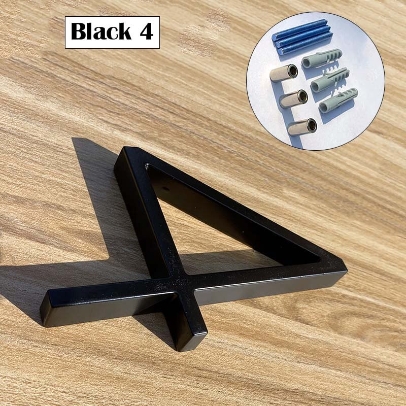 127mm Modern Floating House Number Metal Address Street Sign Plates Outdoor Black Door Plaque Numbers For Apartment Mailbox 0-9: Black 4
