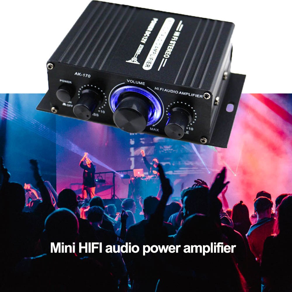 12V mini 20W * 20W HIFI cyfrowy wzmacniacz audio stereofoniczny AK170 dla głośników Amplificador radio FM mikrofon samochodowy kino domowe