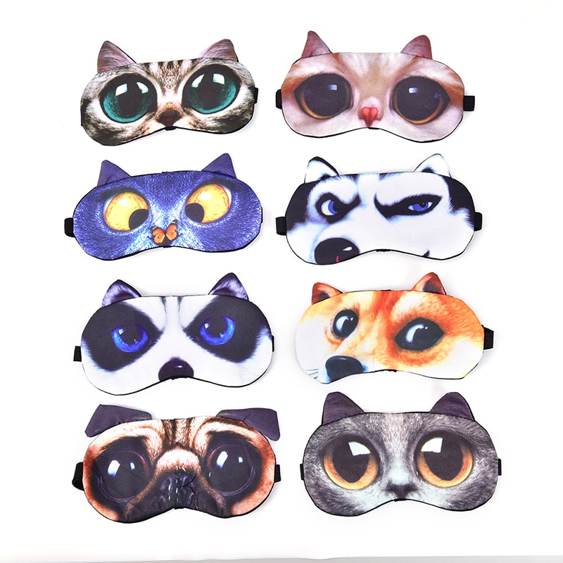 Mignon chat chien masque de sommeil masque pour les yeux masque pour les yeux naturel sommeil doux bandeau oculaire sommeil yeux couverture chaude